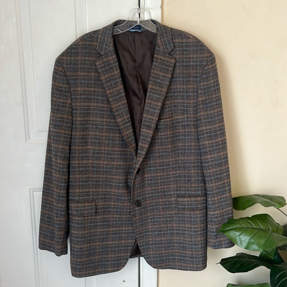 Mode Wool Blend Plaids Blazer Jacket Size 48R Sports coat